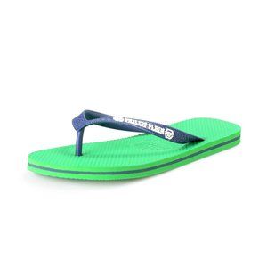 Philipp Plein Men's Green/Navy Blue Rubber Logo Print Flip Flops Shoes
